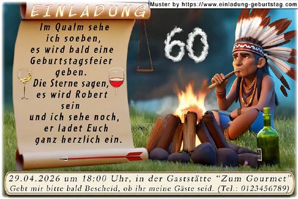 lustige Einladung Geburtstag - die Friedenspfeife