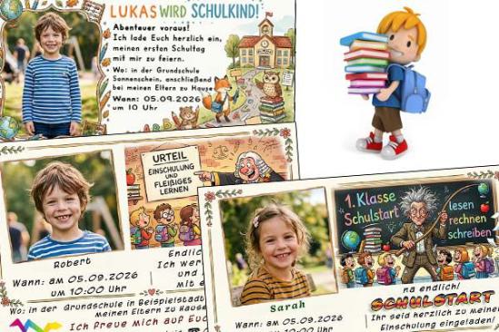 Die Einladung zur Einschulung mit dem Foto des Kindes.