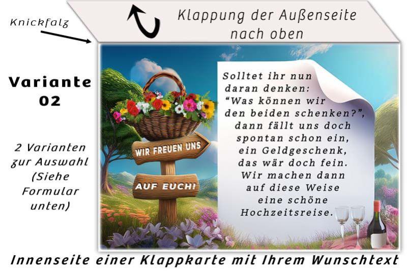 Ansicht der Innenseite einer Klappkarte Einladung Hochzeit Variante 02