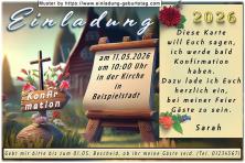 Die Einladung zur Konfirmation mit einer außen stehenden Staffelei. Datum, Uhrzeit und Ort deiner Feier werden auf eine Staffelei gedruckt.