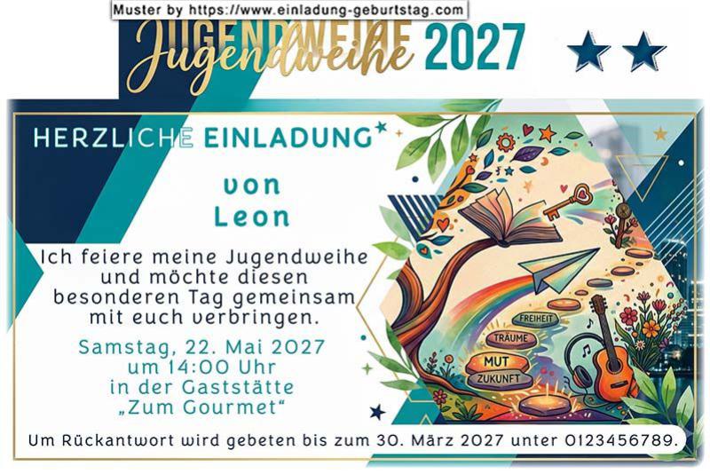 die originelle Einladung zur Jugendweihe mit deinen Stichpunkten