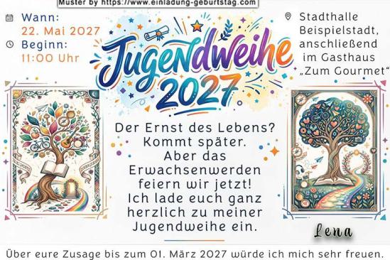 die originelle Einladung zur Jugendweihe mit den 2 Bildern