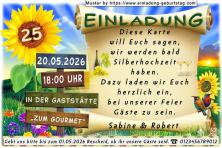 originelle Einladung zur Silberhochzeit - die Sonnenblume und der Wegweiser