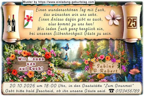 originelle Einladung zur Silberhochzeit - das wunderschöne Bild