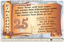 originelle Einladung zur Silberhochzeit - die goldene Schriftrolle