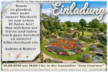 originelle Einladung zur Silberhochzeit - die Zahl 25 als Blumenarangement