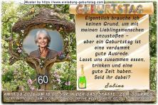 Die Einladung zum Geburtstag mit Ihrem Foto - Ihr Foto wird in den originellen Bilderrahmen eingesetzt. Darunter wird Ihr Alter platziert.