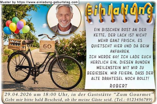 Die Einladung zum Geburtstag mit Ihrem Foto über einem Fahrrad. Ein bisschen Rost an der Kette, der Lack ist nicht mehr ganz frisch.