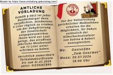 Die lustige Einladungskarte zur Silberhochzeit mit der amtlichen Vorladung für die Gäste von Richter Gnadenlos