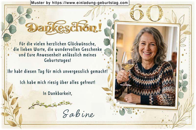 Die Dankeskarte zum Geburtstag mit Ihrem Foto umgeben von einer dekorativen Umrandung. Über das Foto wird Ihr Alter eingesetzt.