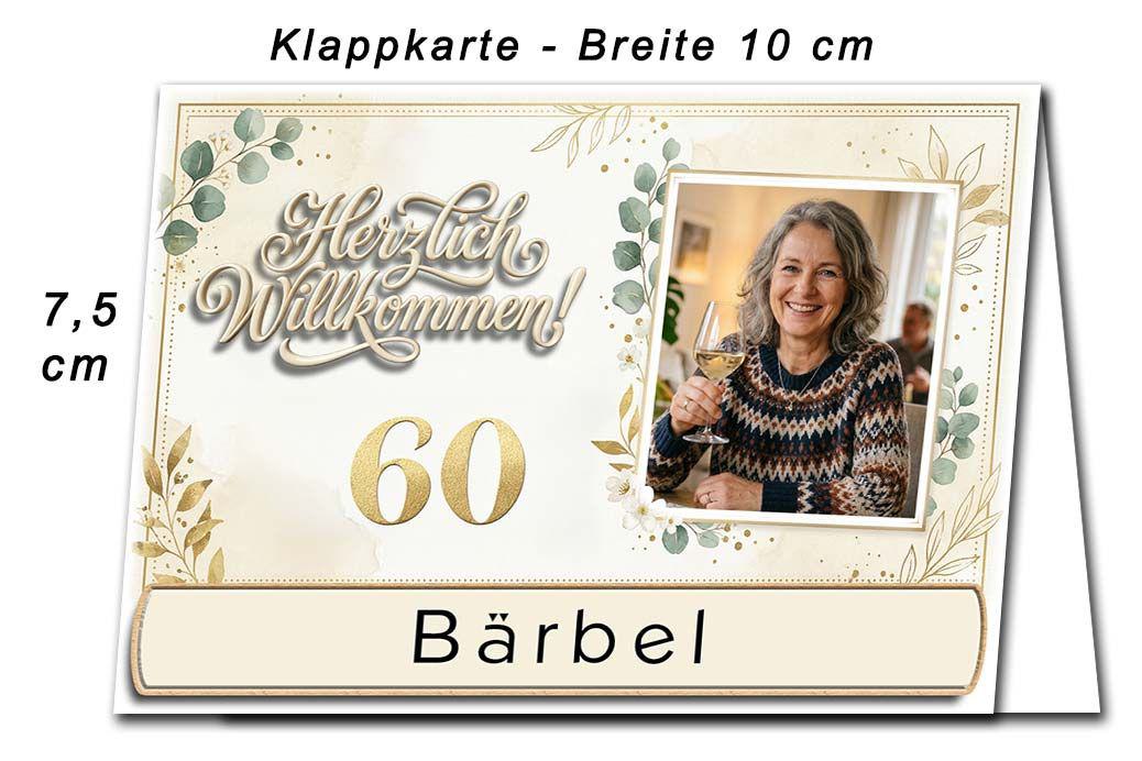 die Tischkarte als Platzkarte zum Geburtstag mit Ihrem Foto und dem Namen des Gastes