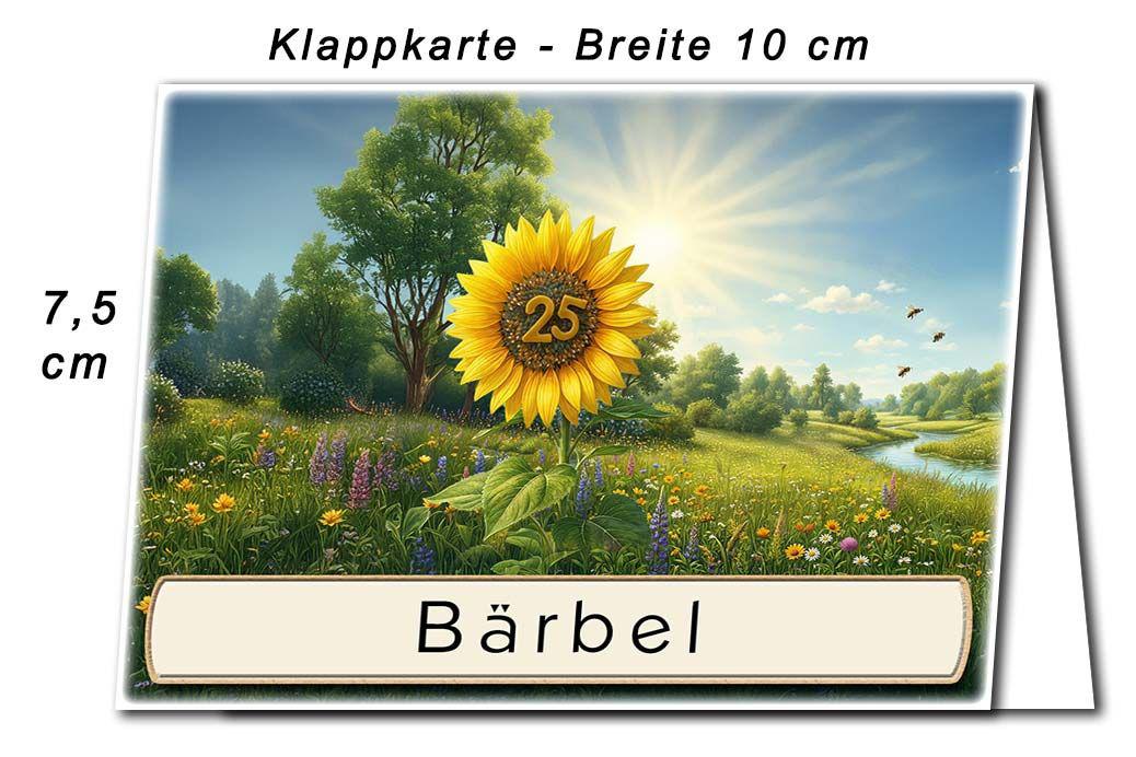 Tischkarte Silberhochzeit - die Sonnenblume - Kartenabmessungen