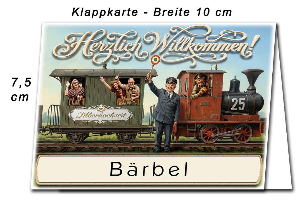 Tischkarte Silberhochzeit - der Sonderzug - Kartenabmessungen