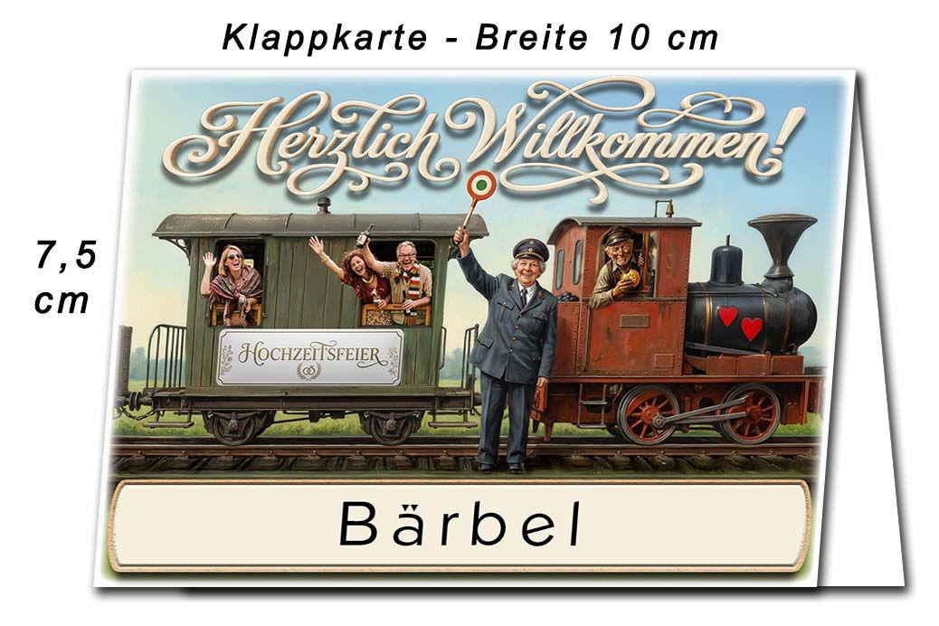 Die Tischkarte zur Hochzeitsfeier – der lustige Sonderzug – Abmessungen der Platzkarten