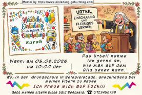 Die ausgefallene Einladung zur Einschulung - Ein lustiger Richter verkündet sein Urteil für eine Gruppe kleiner Kinder: Einschulung und fleißiges lernen.