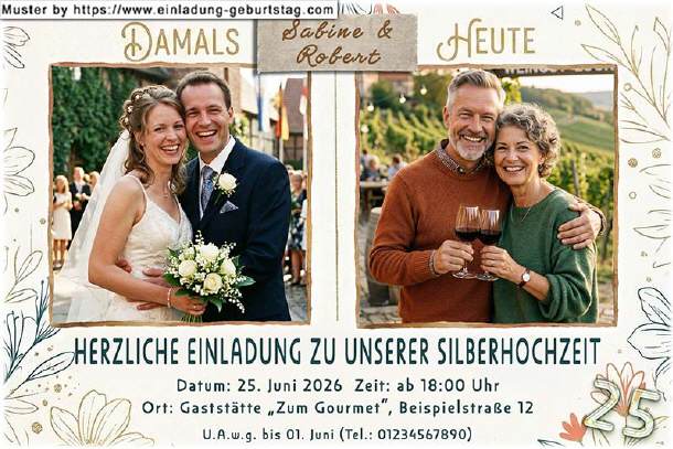 Einladung Silberhochzeit Foto - Damals - Heute