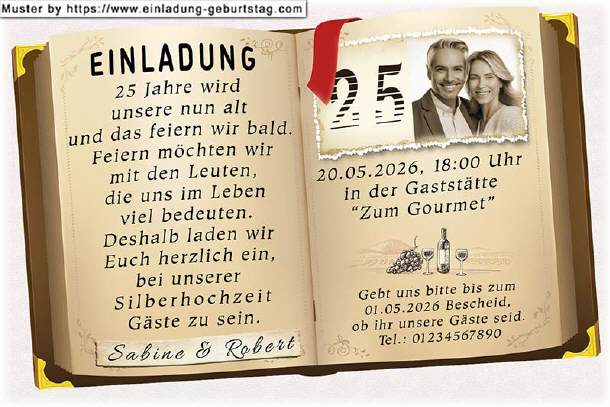 Einladung Silberhochzeit Foto im Buch