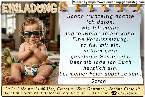 lustige Einladung Jugendweihe - fr&uuml;he Planungen