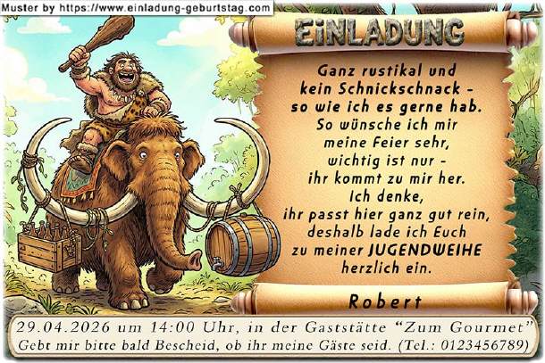 lustige Einladung Jugendweihe - ganz rustikal