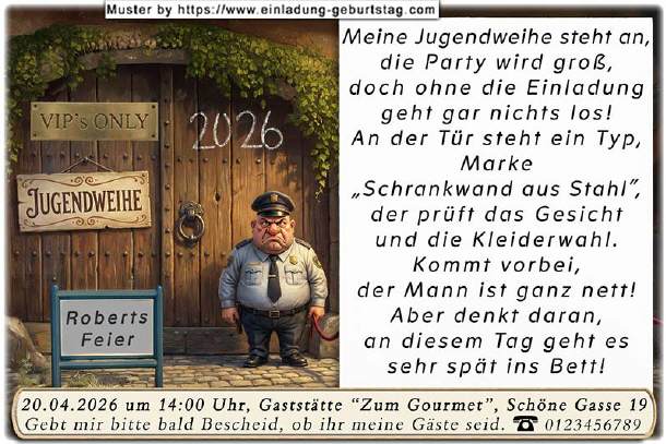 lustige Einladung Jugendweihe - der T&uuml;rsteher