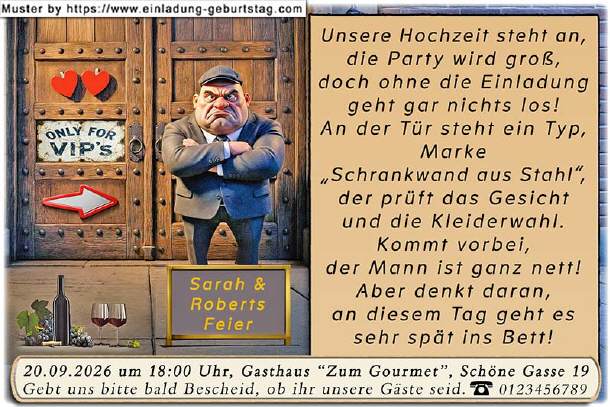 Hochzeitseinladung lustig - der T&uuml;rsteher