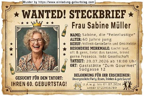 lustige Einladung Geburtstag - Wanted
