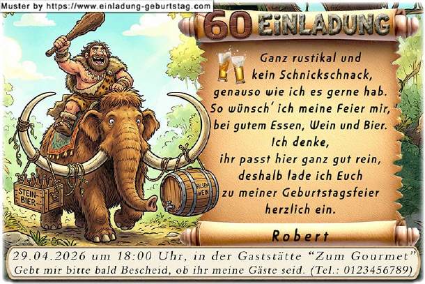 lustige Einladung Geburtstag - rustikal